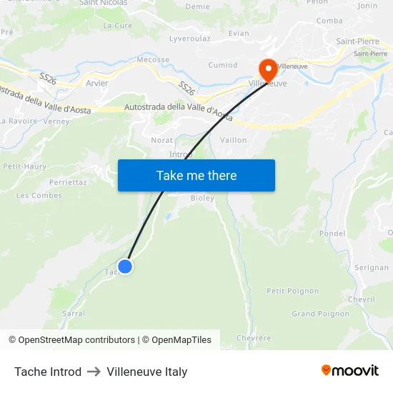 Tache Introd to Villeneuve Italy map