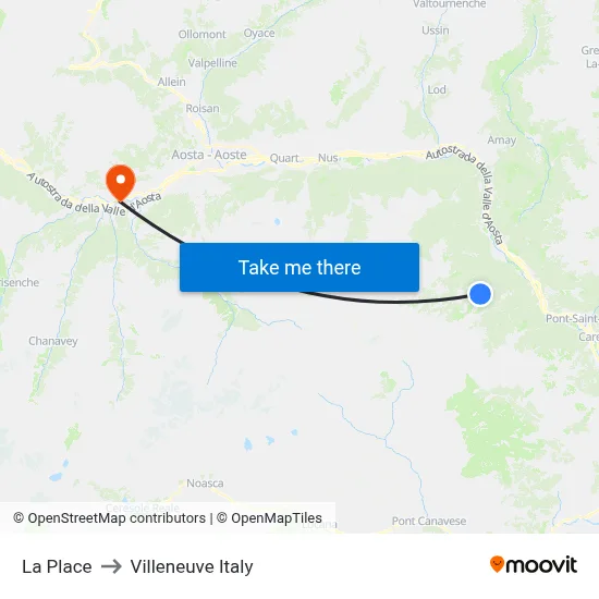 La Place to Villeneuve Italy map