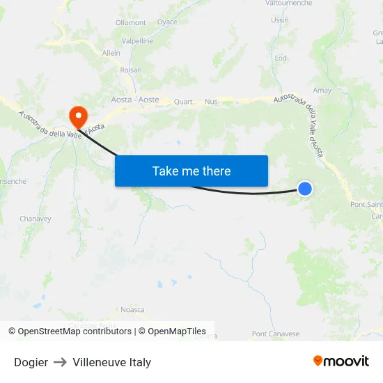 Dogier to Villeneuve Italy map