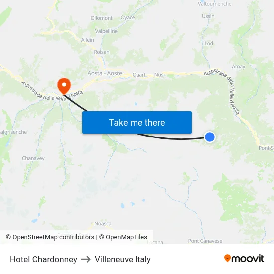 Hotel Chardonney to Villeneuve Italy map