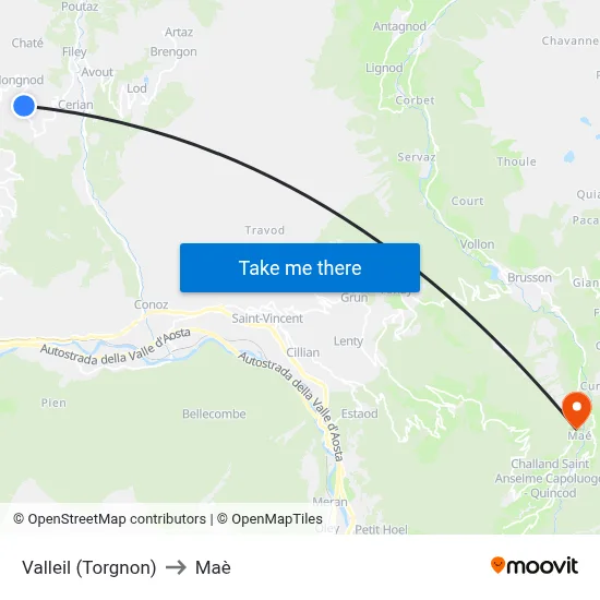 Valleil (Torgnon) to Maè map