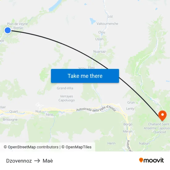 Dzovennoz to Maè map