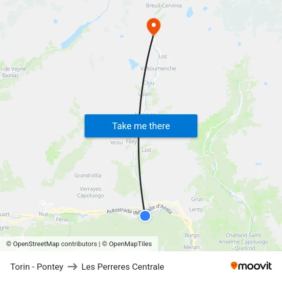 Torin - Pontey to Les Perreres Central map