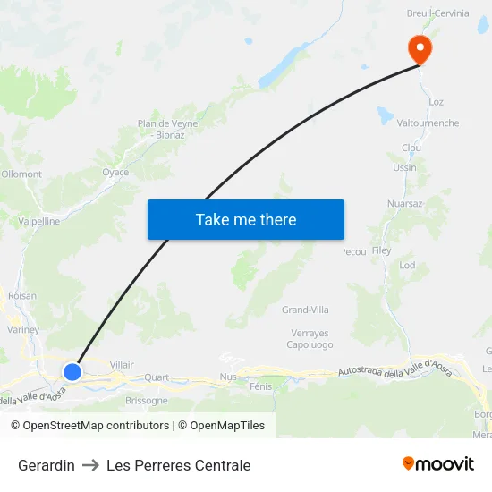 Gerardin R to Les Perreres Central map