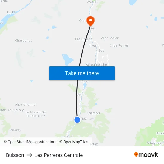 Buisson to Les Perreres Central map