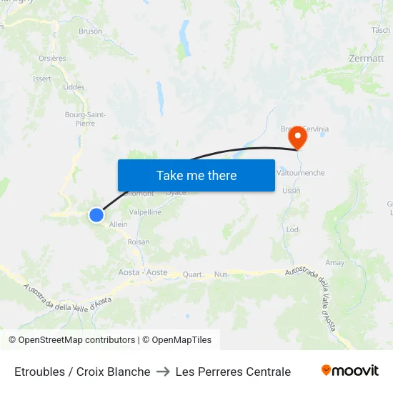 Etroubles / White Cross to Les Perreres Central map