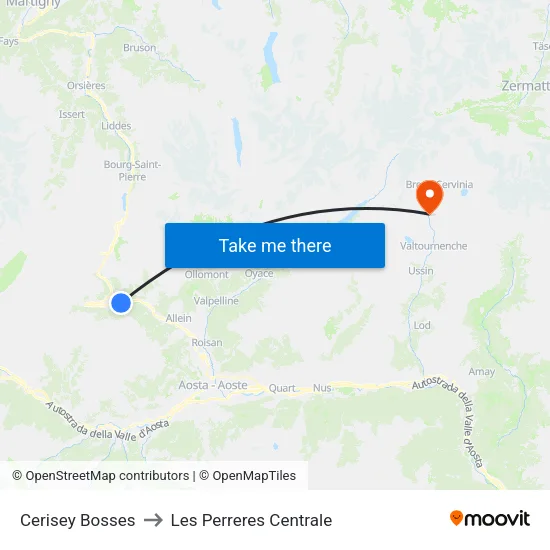 Cerisey Bosses to Les Perreres Central map