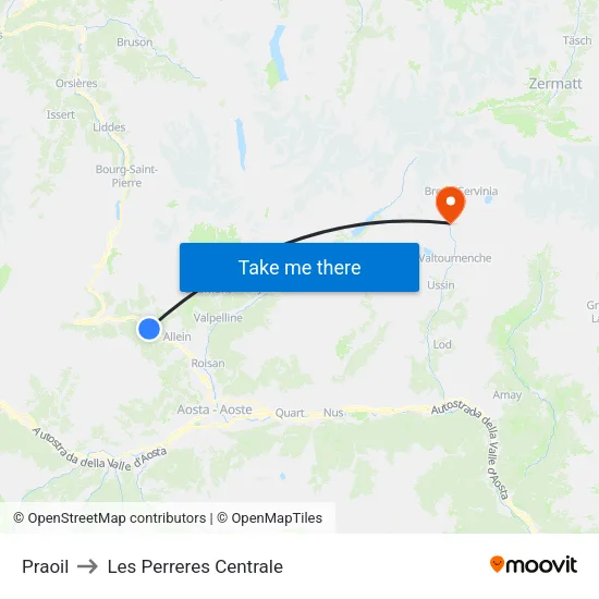 Praoil to Les Perreres Central map