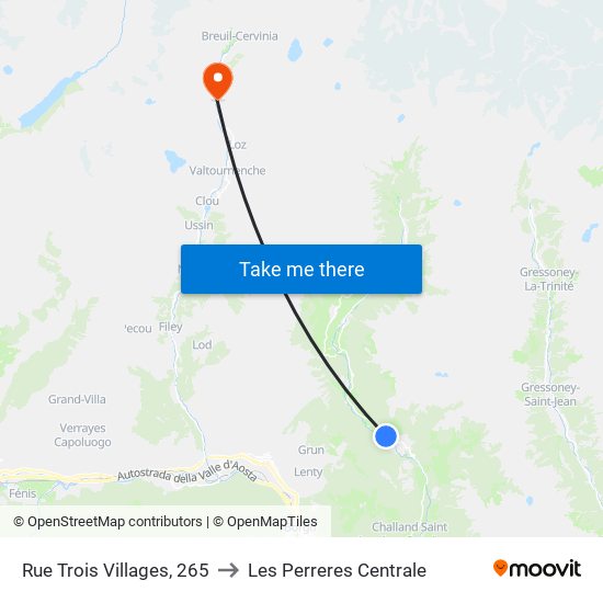 Rue Trois Villages, 265 to Les Perreres Centrale map