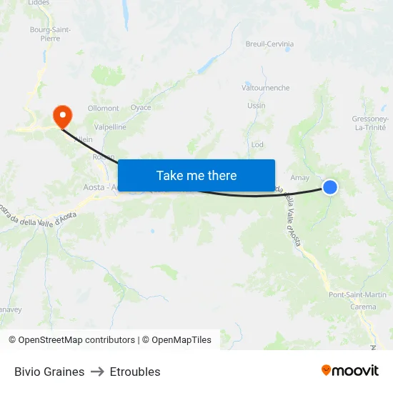 Graines Junction to Etroubles map