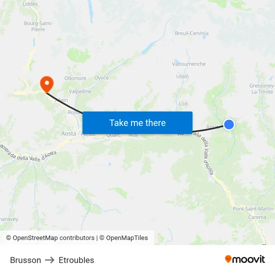 Brusson to Etroubles map