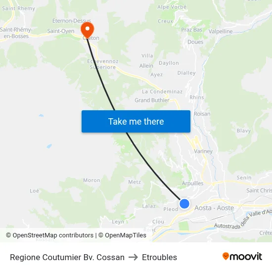 Coutumier Region Cossan Junction to Etroubles map