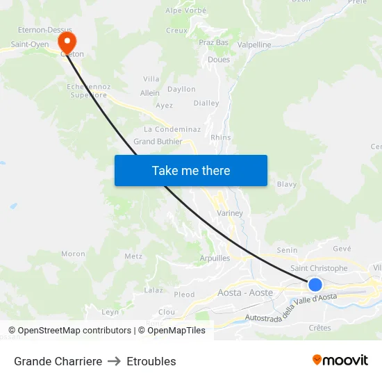 Grande Charriere to Etroubles map