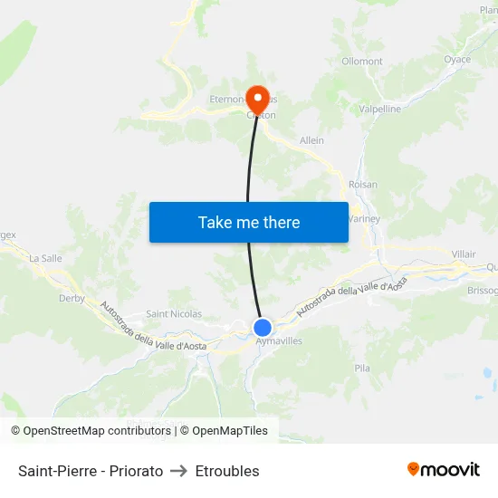 Saint-Pierre - Priory to Etroubles map