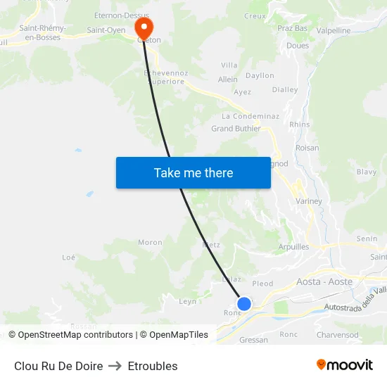Clou Ru De Doire to Etroubles map