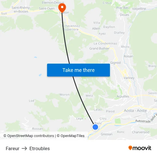 Fareur to Etroubles map