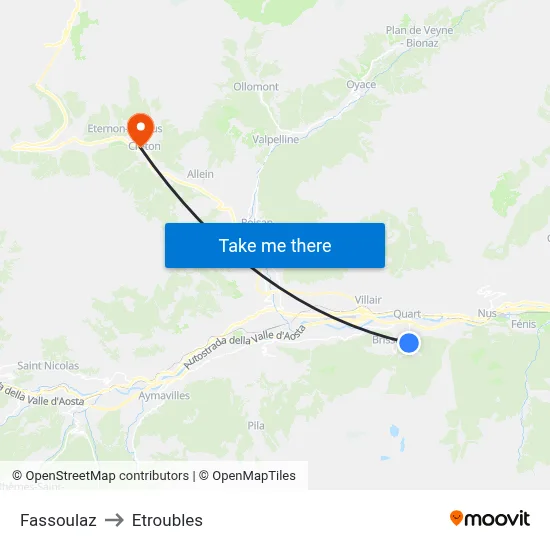 Fassoulaz to Etroubles map