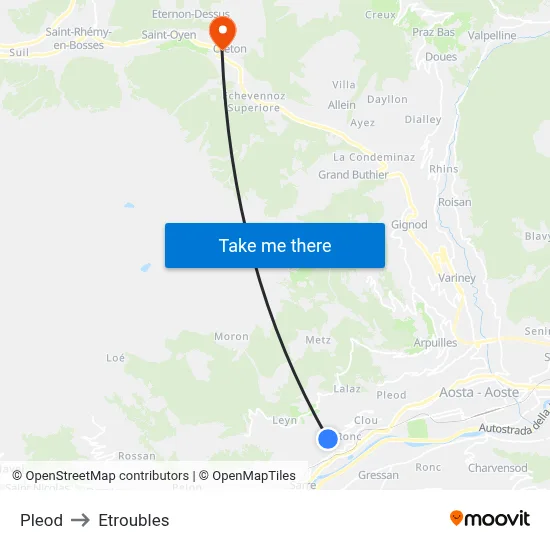 Pleod to Etroubles map