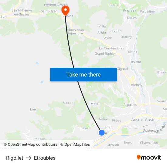 Rigollet to Etroubles map