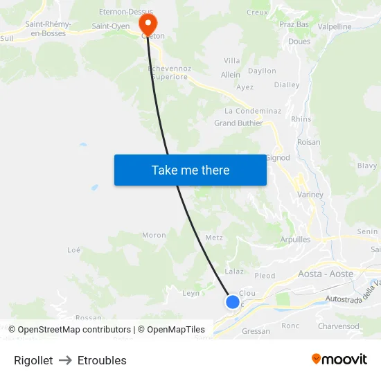 Rigollet to Etroubles map