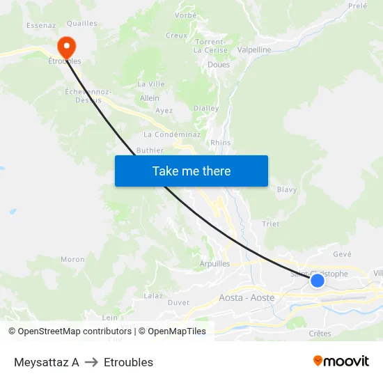 Meysattaz A to Etroubles map