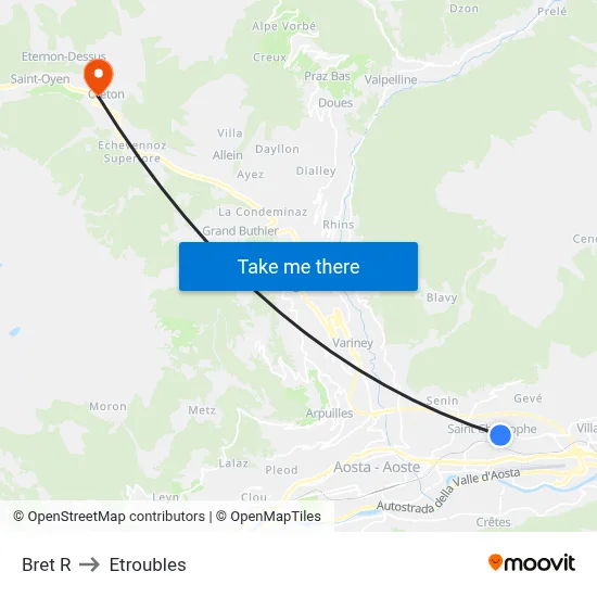 Bret R to Etroubles map