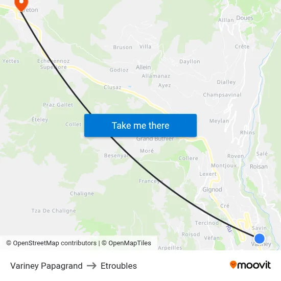 Variney Papagrand to Etroubles map