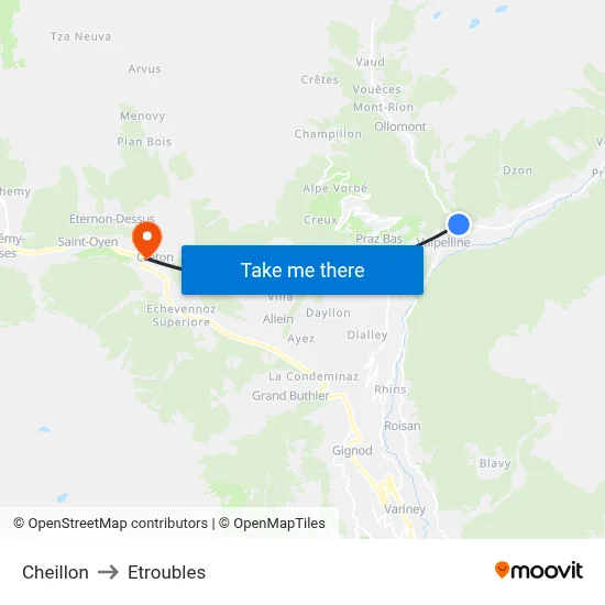 Cheillon to Etroubles map
