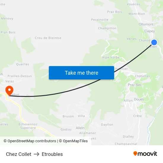Chez Collet to Etroubles map