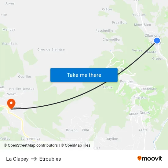 La Clapey to Etroubles map