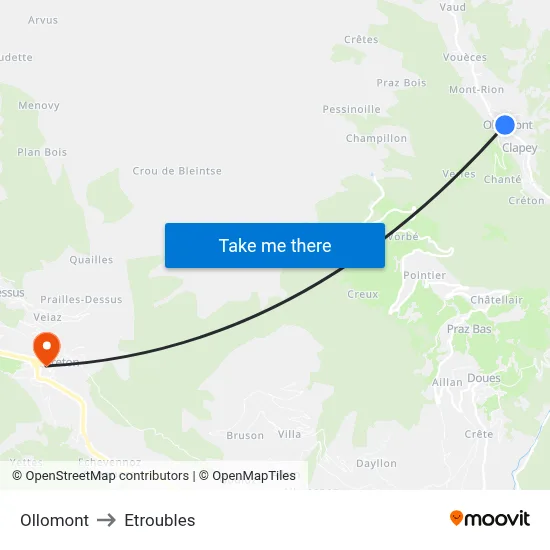 Ollomont to Etroubles map