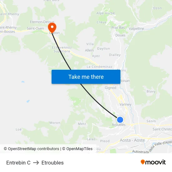 Entrebin C to Etroubles map