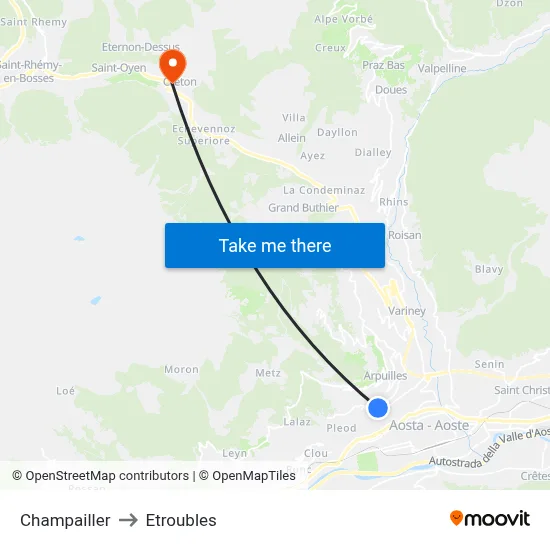 Champailler to Etroubles map