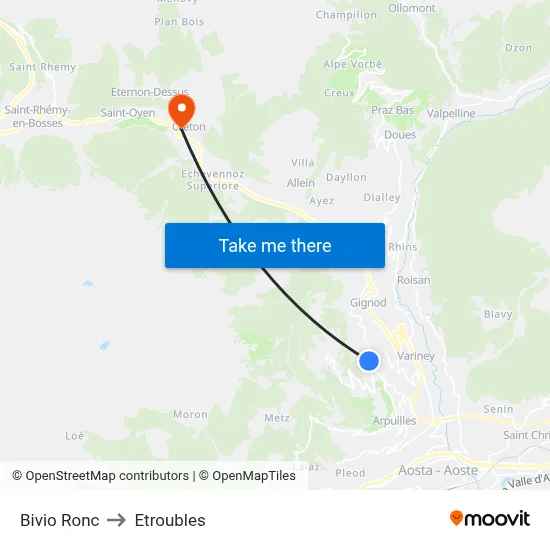 Ronc Junction to Etroubles map