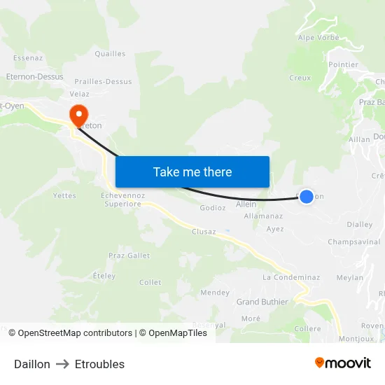 Daillon to Etroubles map