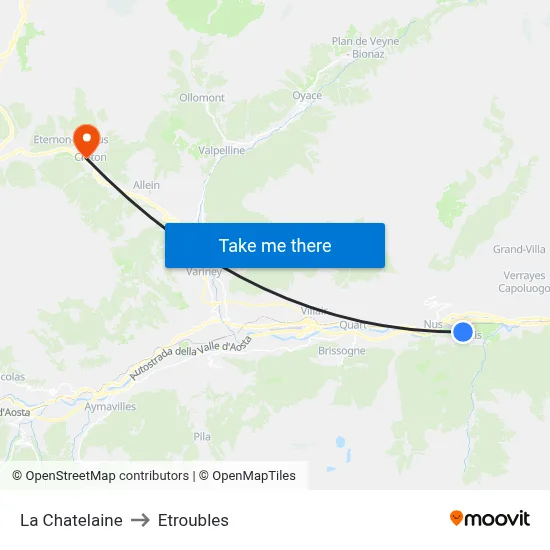 La Chatelaine to Etroubles map