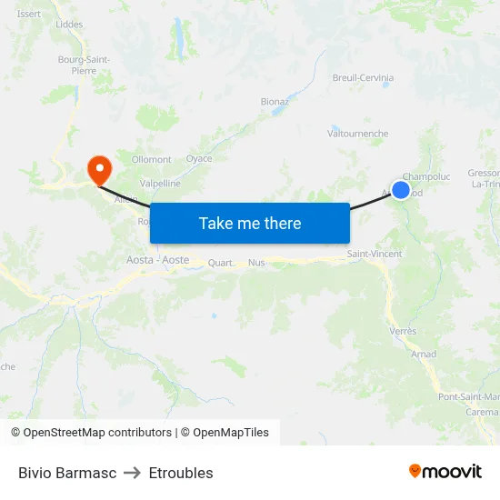 Bivio Barmasc to Etroubles map