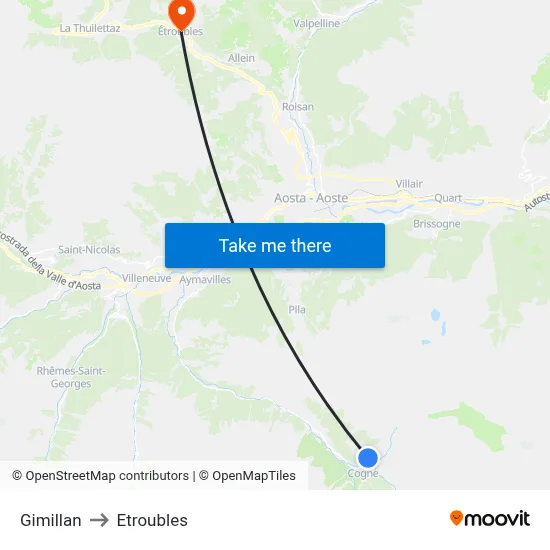 Gimillan to Etroubles map
