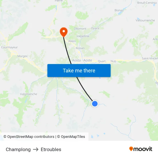Champlong to Etroubles map