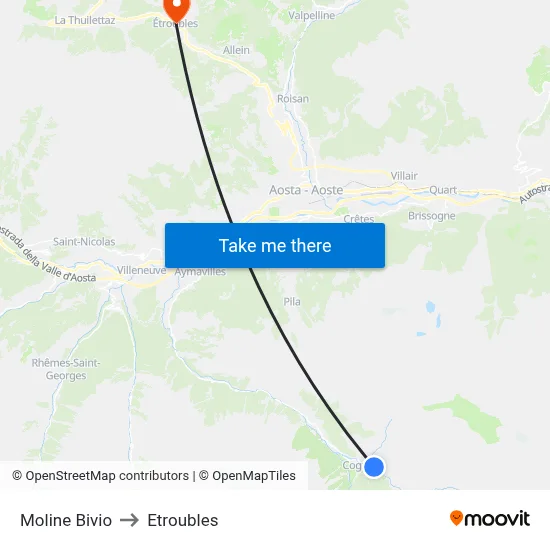 Moline Bivio to Etroubles map