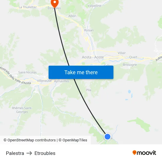 Gym to Etroubles map