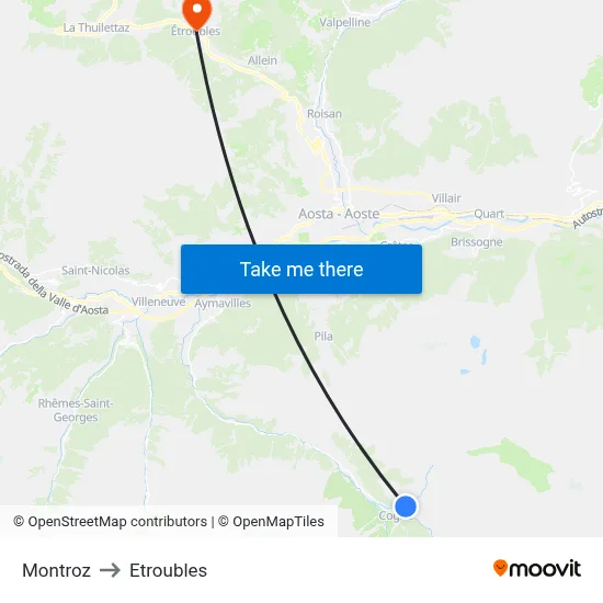 Montroz to Etroubles map