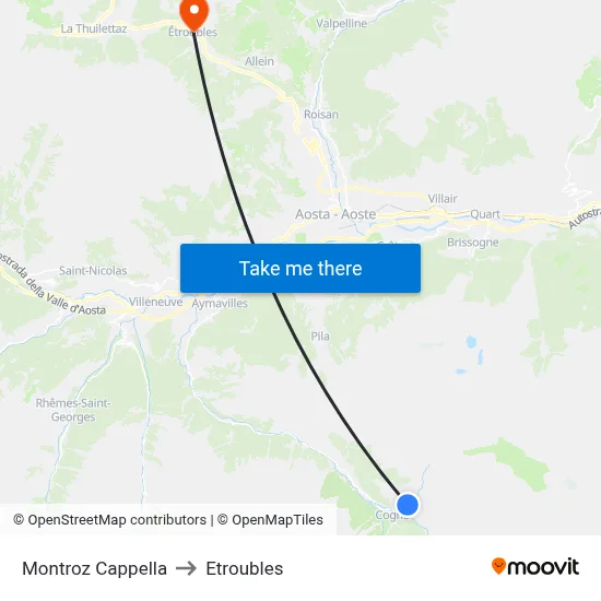 Montroz Cappella to Etroubles map