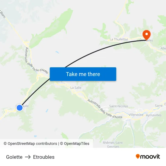 Golette to Etroubles map