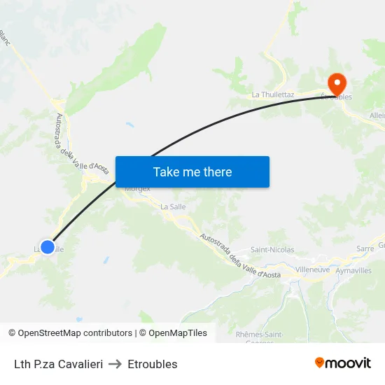Lth P.za Cavalieri to Etroubles map