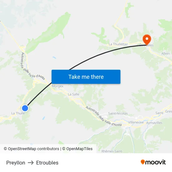 Preyllon to Etroubles map