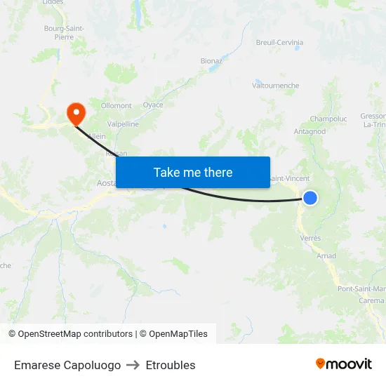 Emarese Capoluogo to Etroubles map