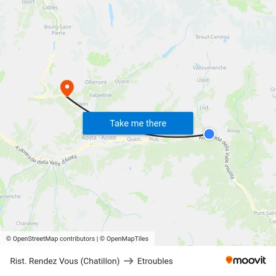Rist. Rendez Vous (Chatillon) to Etroubles map