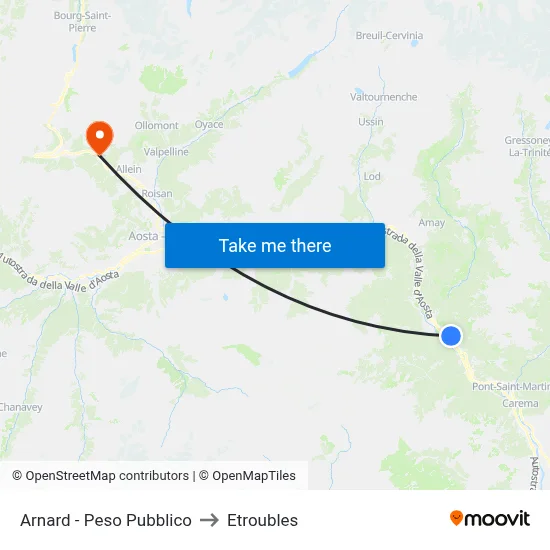 Arnard - Public Weighbridge to Etroubles map