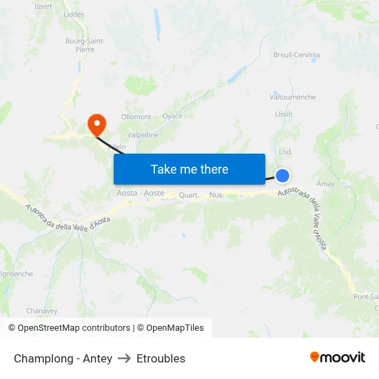 Champlong - Antey to Etroubles map